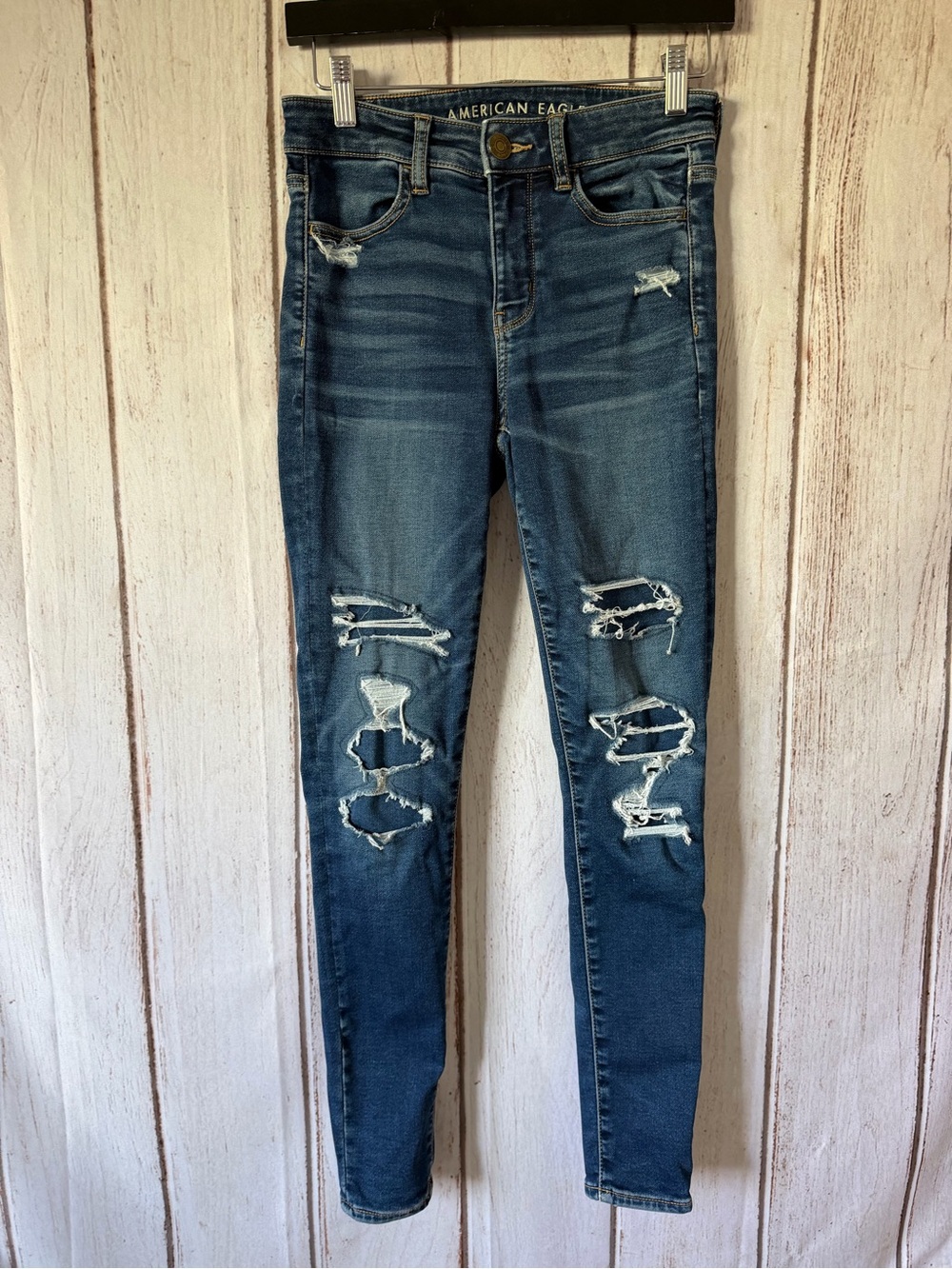 American Eagle Ne(x)t Level Stretch Jegging Distressed Blue Denim Skinny Jeans